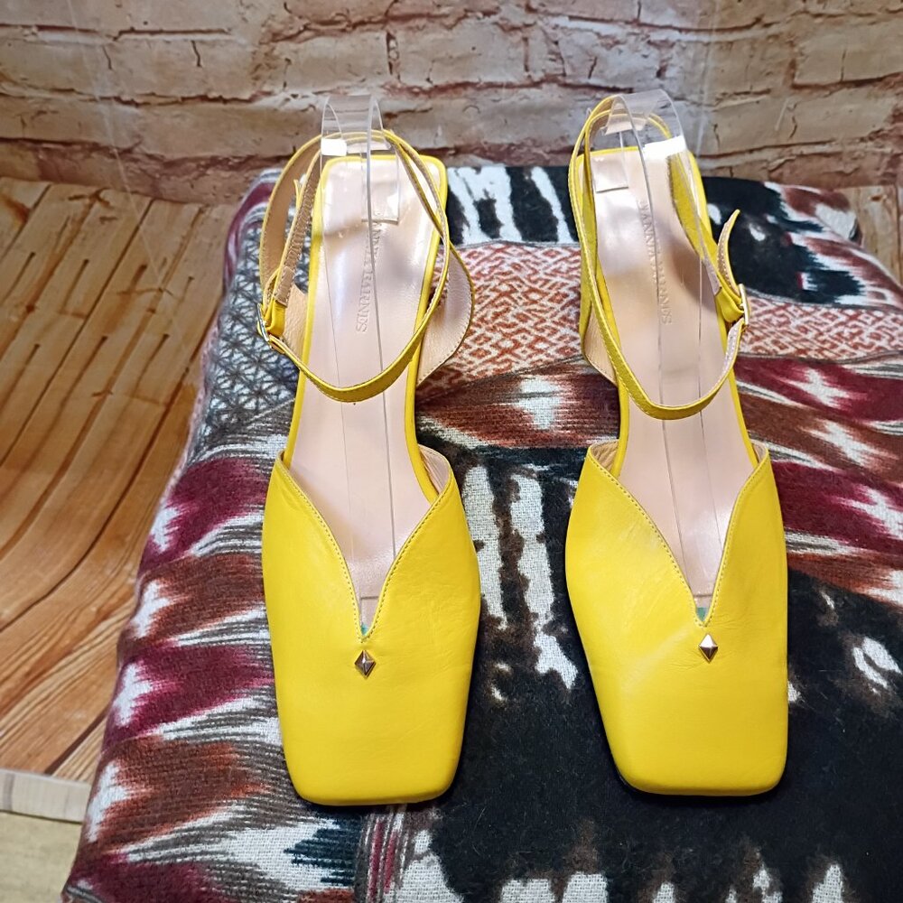 Tiannia Barnes Yellow Hope Ankle Strap Heels Size 11/42